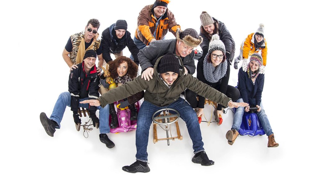 Team photo of a crew for a christmas card. Shot by the industrial photographer Christian Eppelt